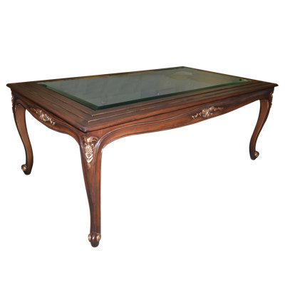 Table basse Bellecour de style français avec dessus en verre