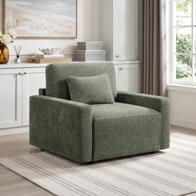 Fauteuil-lit convertible en tissu texturé moderne et contemporain 46,5 po Garde avec ports de charge intégrés et coussins réversibles