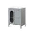 Meuble-lavabo moderne de 24 po en bois massif gris avec lavabo à deux tiroirs, tablette de rangement réglable et base 24 po