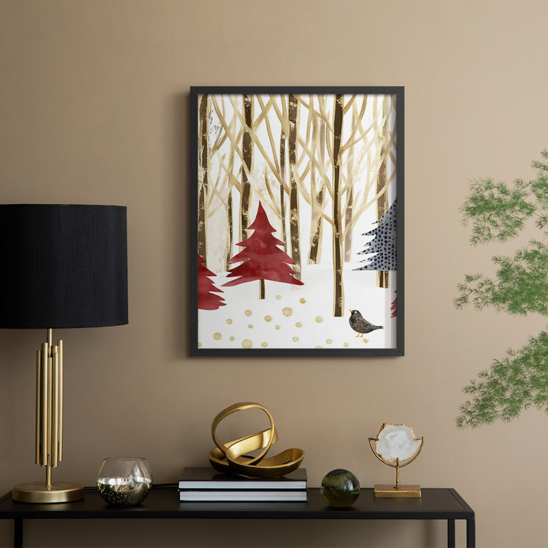 Christmas Holiday Art CDVII, reproduction d'art encadrée - bois massif, Noir, noir, noir, noir, H 15 po x l 12 po