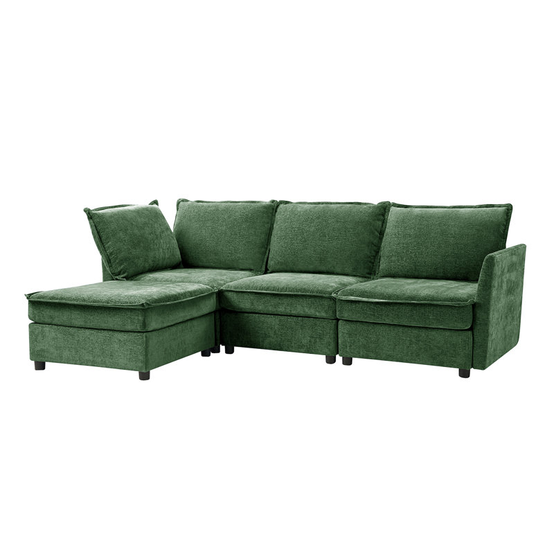 Cheltenham 97"W Modern Oversized Storage Sectional Sofa with Ottoman, Green 