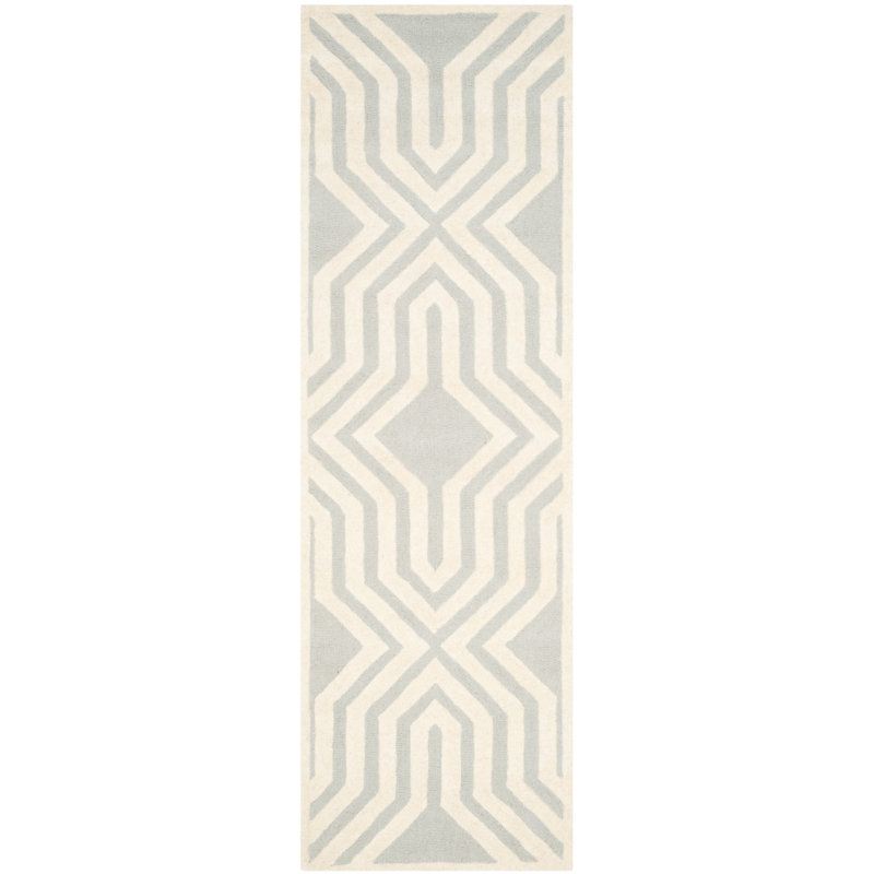 Deedgra Hand Tufted Wool Geometric Rug, Runner 2'6" x 8'