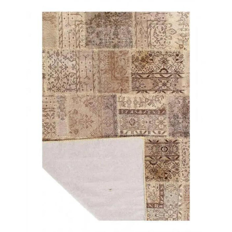 Isabelline Beige Turkish Patchwork Rug - 6' X 8'11"