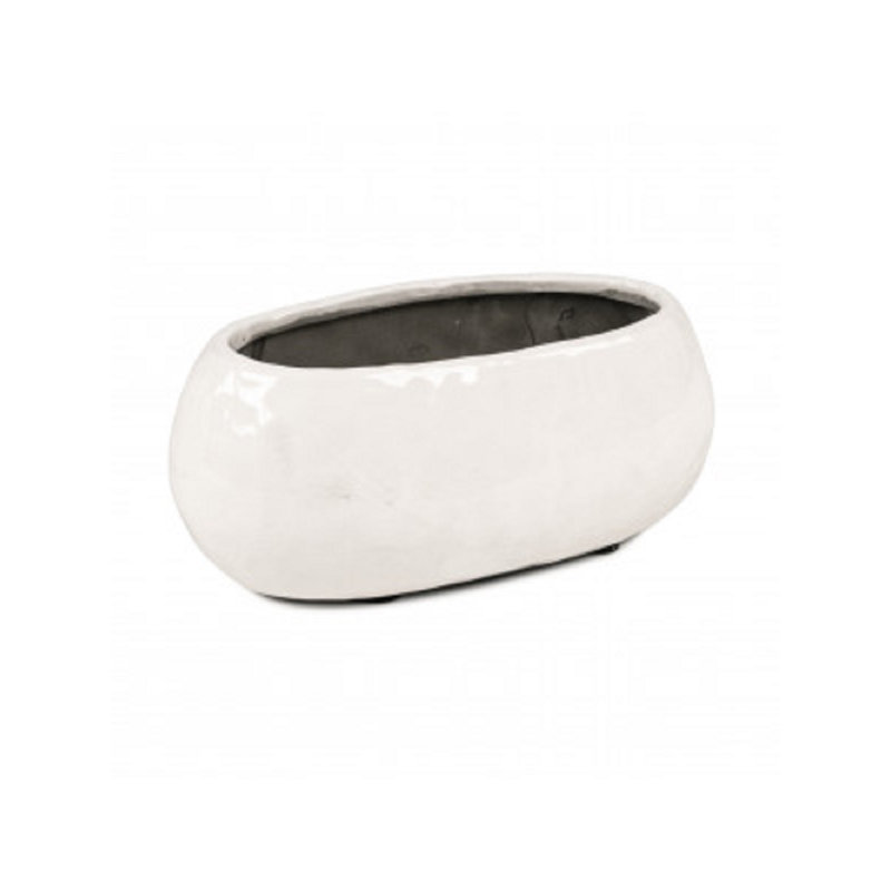 Vase blanc texturé, H 5 po x l 11,5 po x P 6 po
