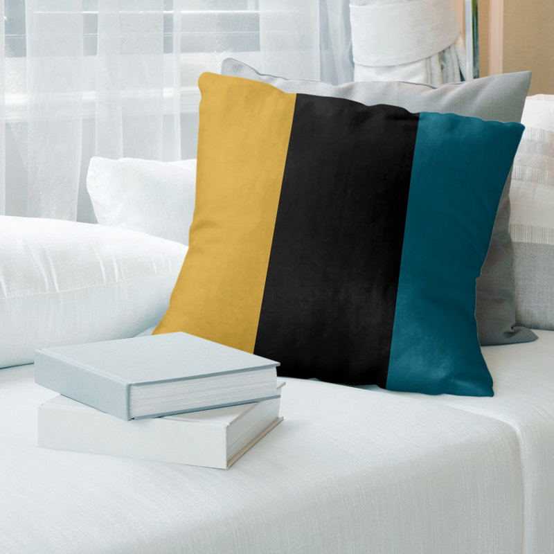 Striped Reversible Throw Pillow, 14" x 14", Black Accent