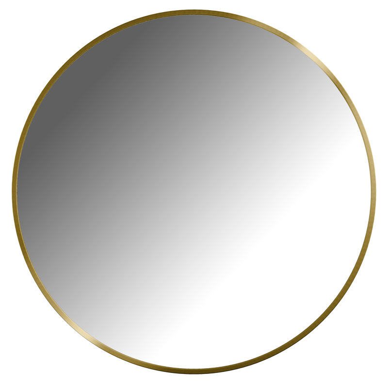 Metal Flat Wall Mirror, Brushed Gold