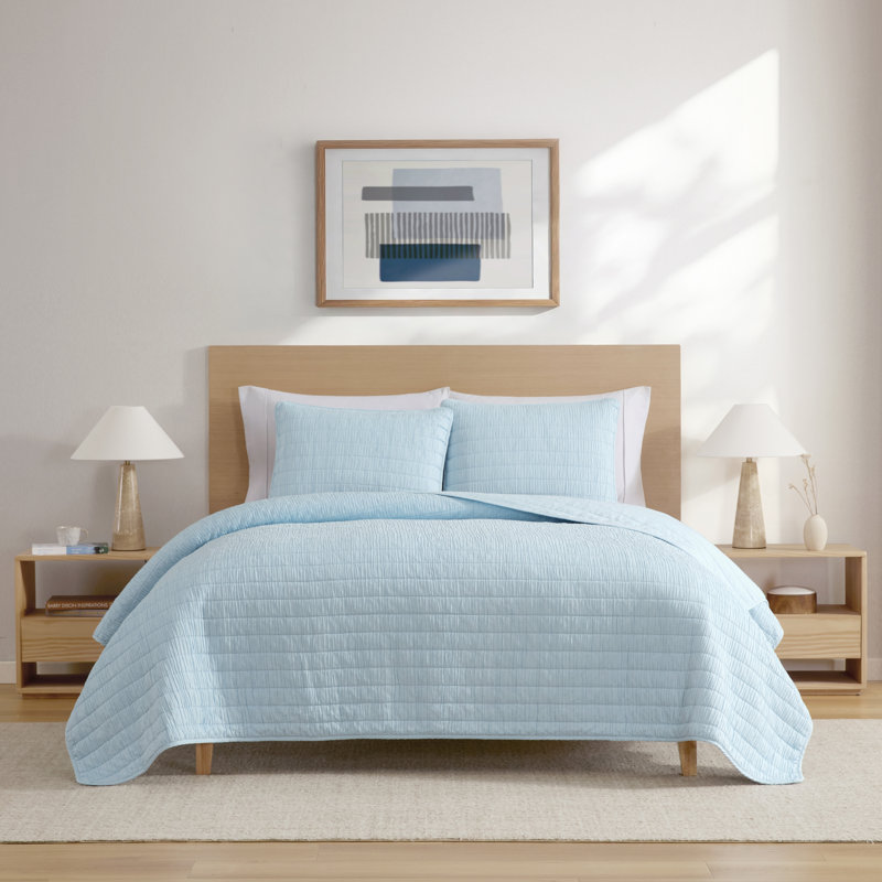 Swift Home Crinkle Washed 3-Piece Microfiber Quilt Set -  Ultra-Soft, Versatile, Classic, Timeless - All-Seasonal, Durable, Easy Care
