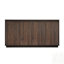 Buffet 4 portes en bois de noyer avec prise de courant, texture ondulée, conception sans poignée pour le rangement de la cuisine et de la salle à manger modernes