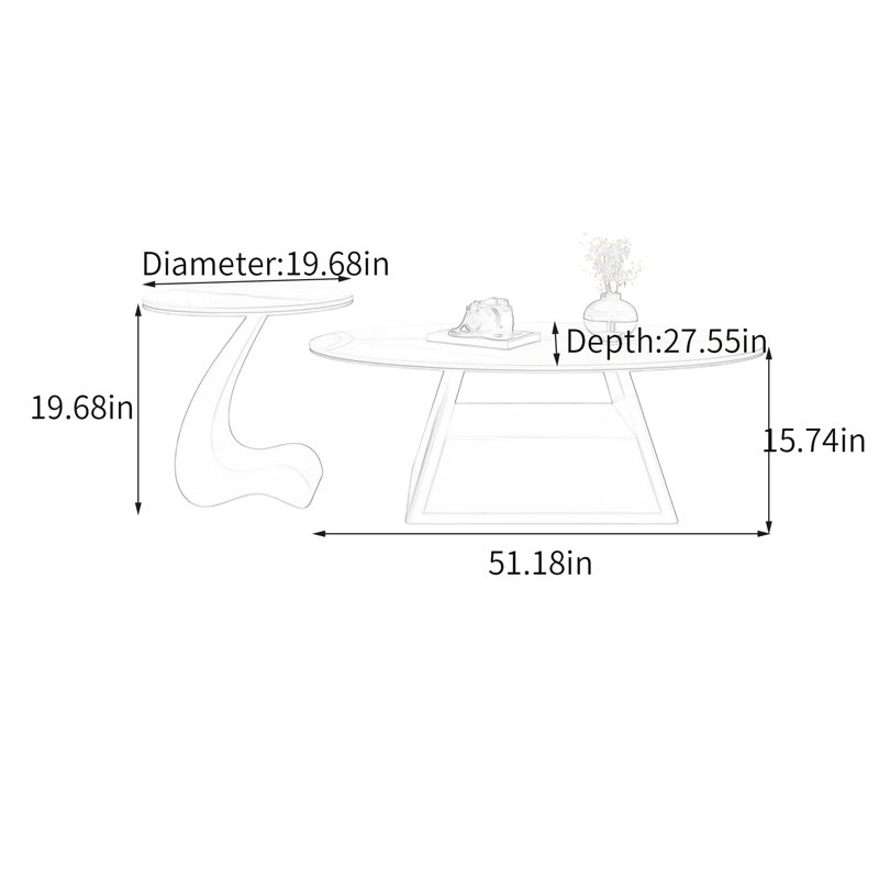 Bever, H 15,74 po x L 51,18 po x l 27,55 po, Blanc / Gris / Noir