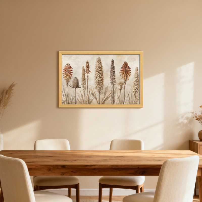 Plantes et fleurs fleurs séchées dans des tons terreux sur toile, H 20 po x l 30 po, Toile tendue, Ne s’applique pas