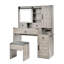 Bureau de coiffeuse avec miroir et lumières DEL, plateau en verre, station de charge, coiffeuse avec 4 tiroirs, 2 armoires et un tabouret-130153991