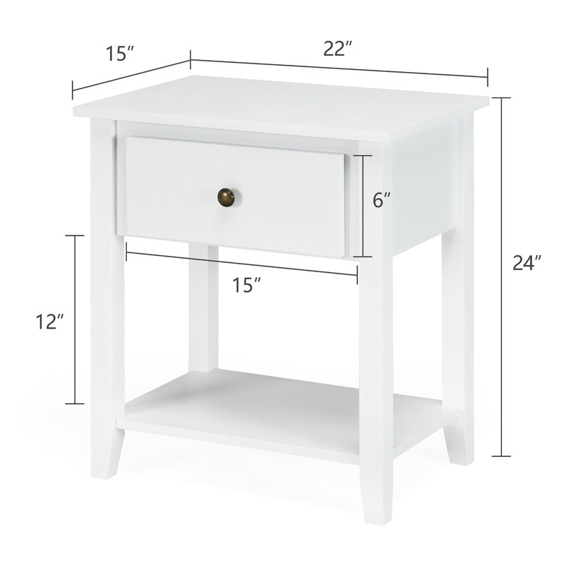 Anke End Table with Storage, White