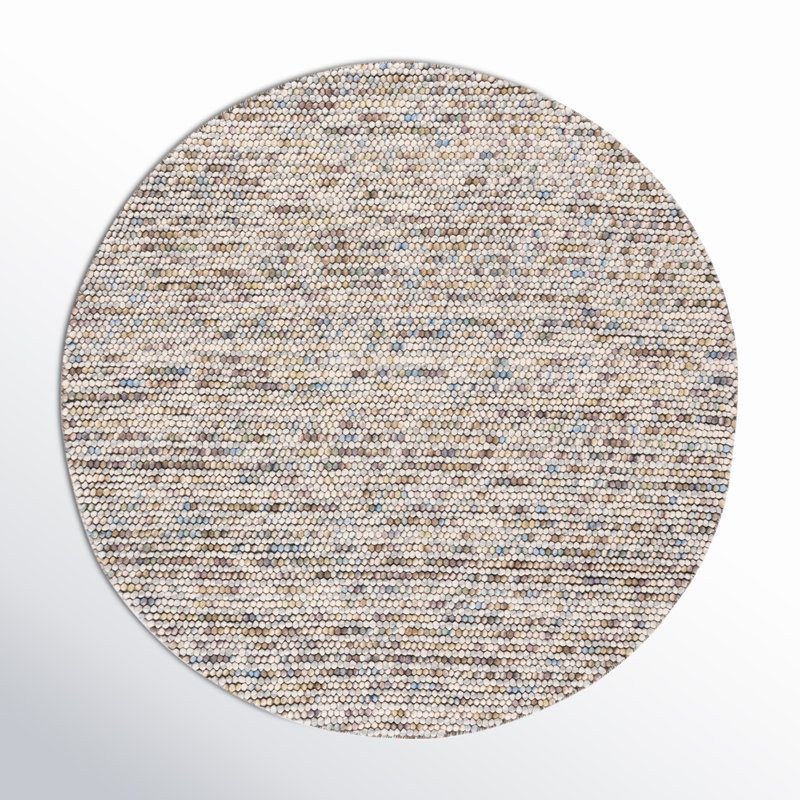 Tapis tissé à plat à la main Elle en ivoire / multicolore, Rond 4 pi