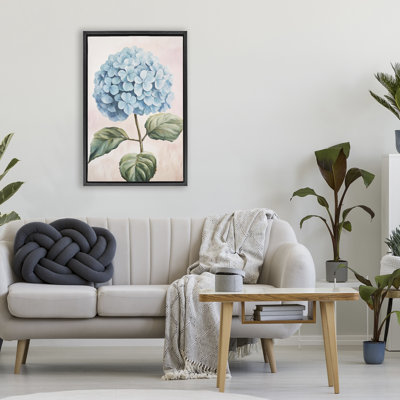 Delicate Baby Blue Hydrangea Floating Frame, design by Petal Prints Design