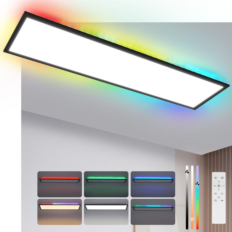 LED Semi Flush Mount, 5cmH x 25cmW x 100cmD, 24 W