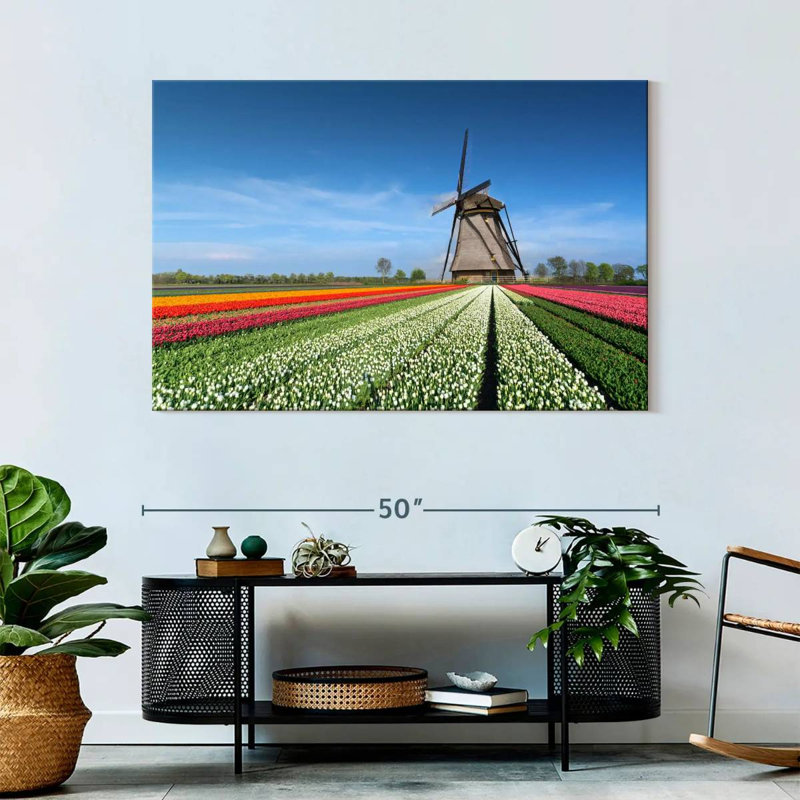 Moulin à vent et tulipes Alvord, H 32 po x l 48 po