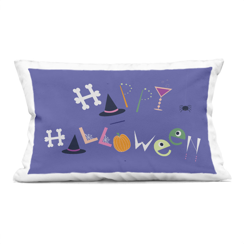 Eclectic Happy Halloween Decorative Printed Throw Pillow design by Sazerelli Designs