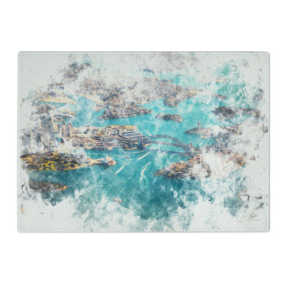 Tempered Glass Birds Eye View of Sydney Australia Chopping Board