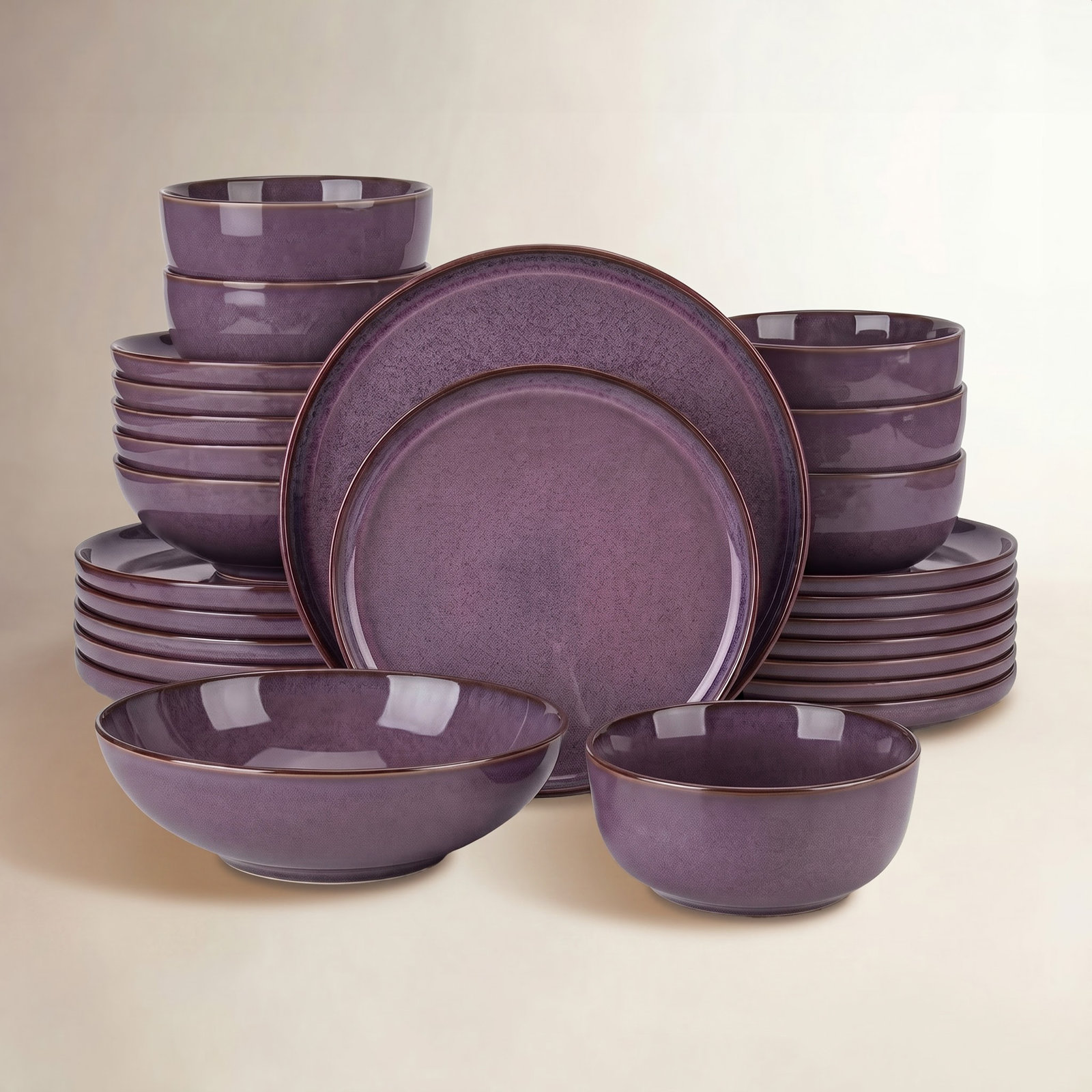 Marienne Ceramic Dinnerware Set, Purple
