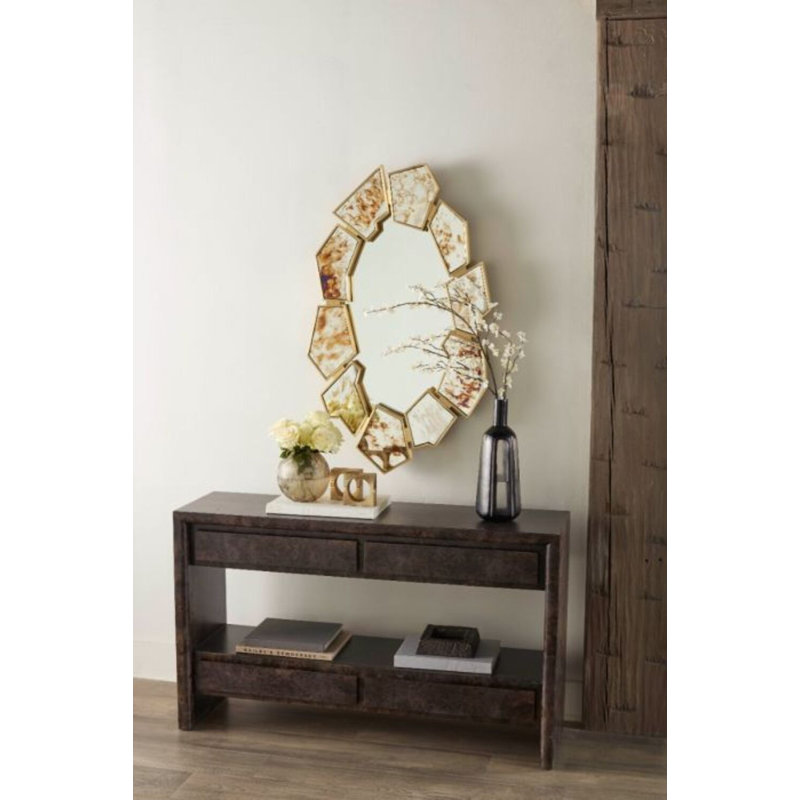 Lucas Novelty Brass Wall Mirror, Antique