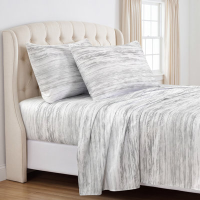Literie 4 pièces à rayures blanches Southshore Fine Linens, format California King, motif Quiet Horizon