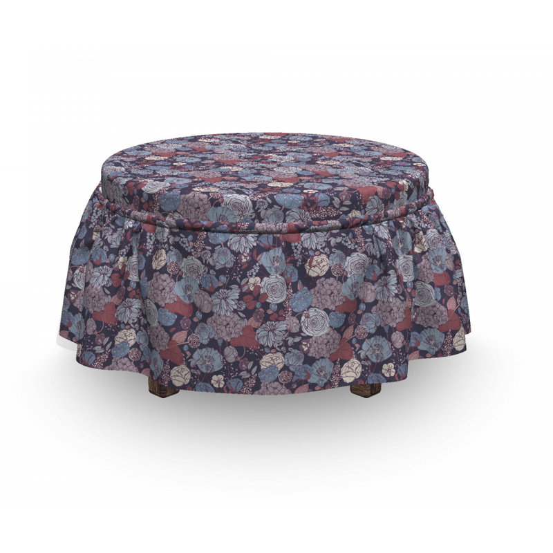 Housse pour repose-pieds de jardin fleurs romantiques