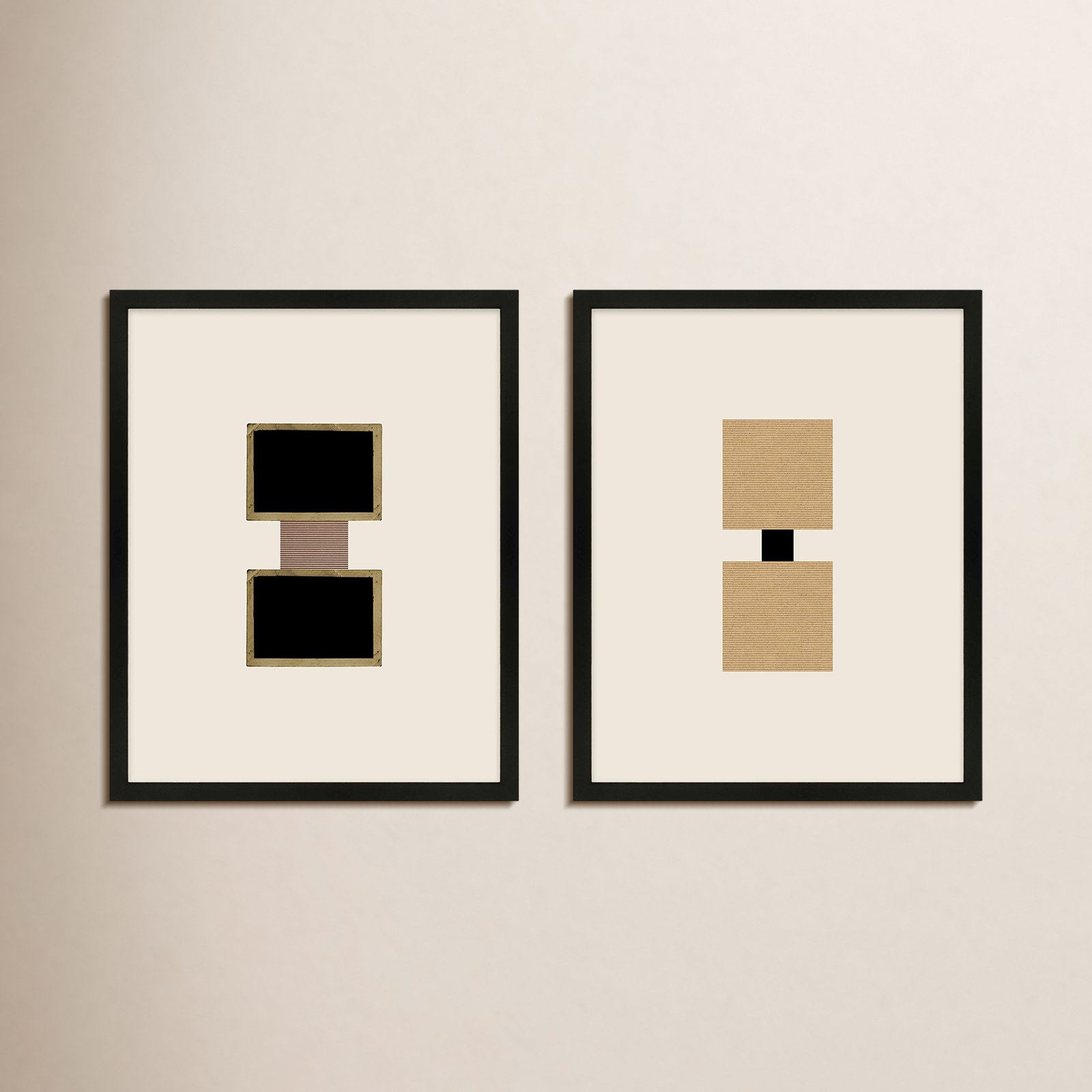 Cassara "Column" 2-Piece Print Set, Black Framed, 30" H x 24" W  x 1.25" D