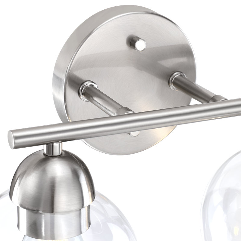 Éclairage pour salle de bain Daryll, Transparent, Deux lumières, Nickel brossé