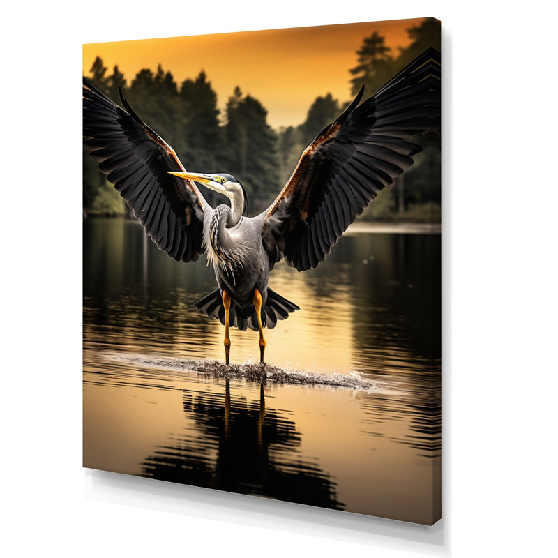 Kishawn Heron Winged Majesty II sur toile, H 44 po x l 34 po x P 1,5 po, Toile tendue