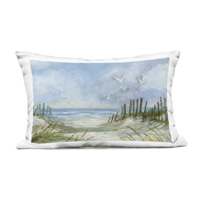Pathway Beach Grasses Outdoor Printed Pillow design by Susan Winget