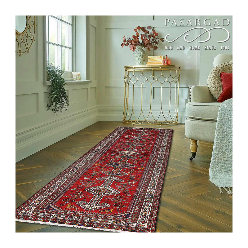 Hand knotted Persian shiraz runner 3'6"x12'6"