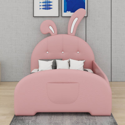 Twin Size Upholstered Rabbit-Shape Princess Bed