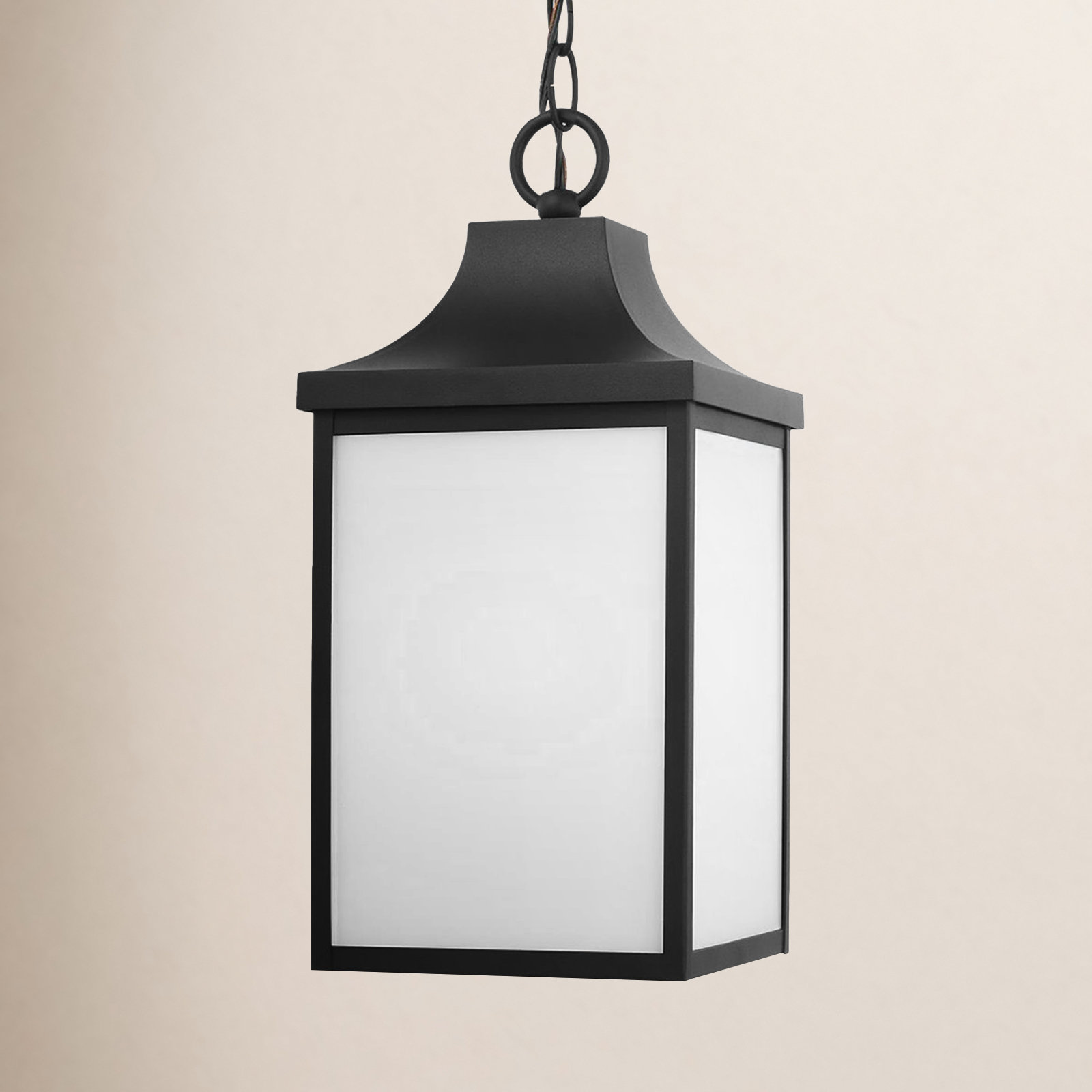 Frosted Outdoor Pendant, Textured Black