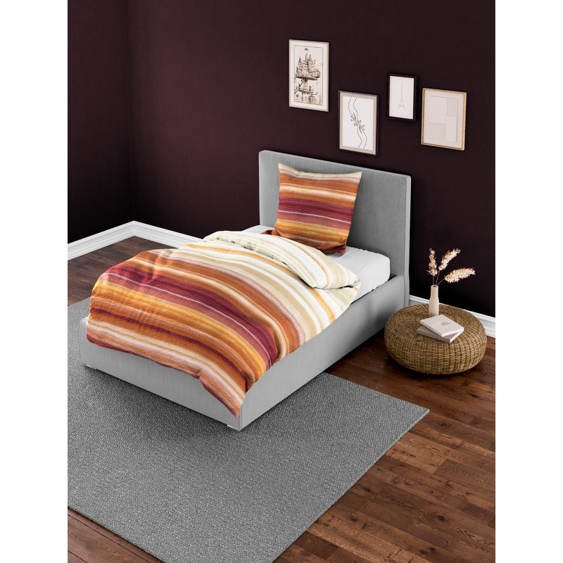 Cotton Striped Duvet Cover Set with Pillow Shams Included
