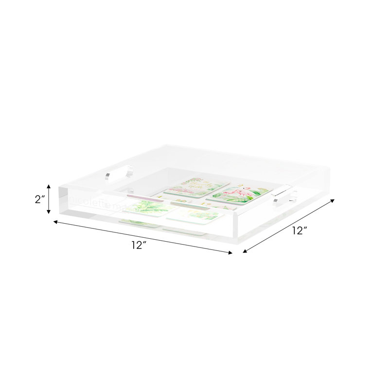 Mahjong Acrylic Decorative Tray, 12"W x 12"D x 2"H