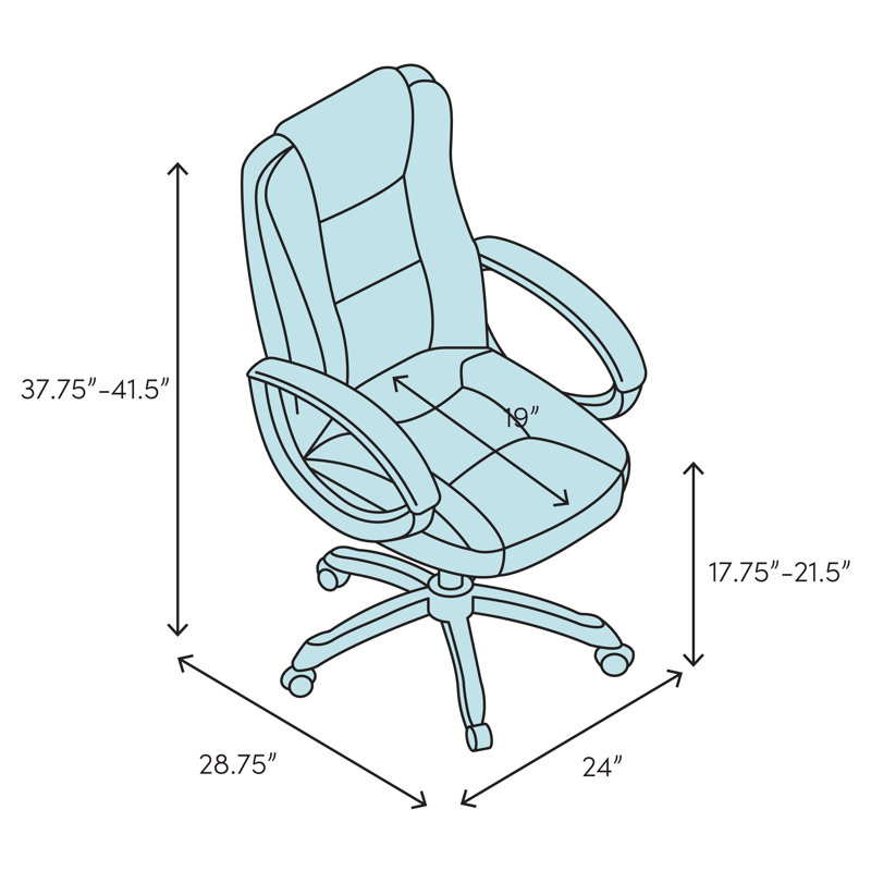 Swivel Mid-Back Executive Chair in Black Eco Leather