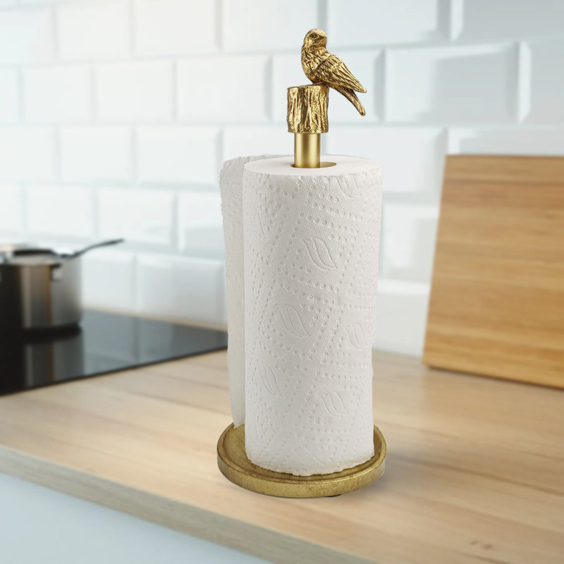 Bird-Shaped Paper Towel Holder Stand With Adjustable Height, Gold
