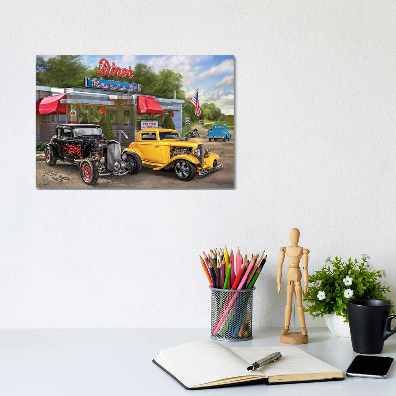 Nostalgic America Diner - Wrapped Canvas Painting, 20.32 cm H x 30.48 cm W