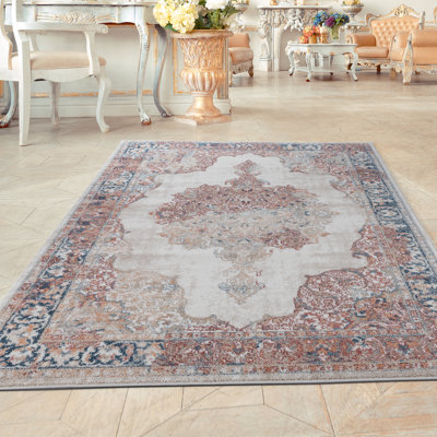 Tapis oriental crème / rouge