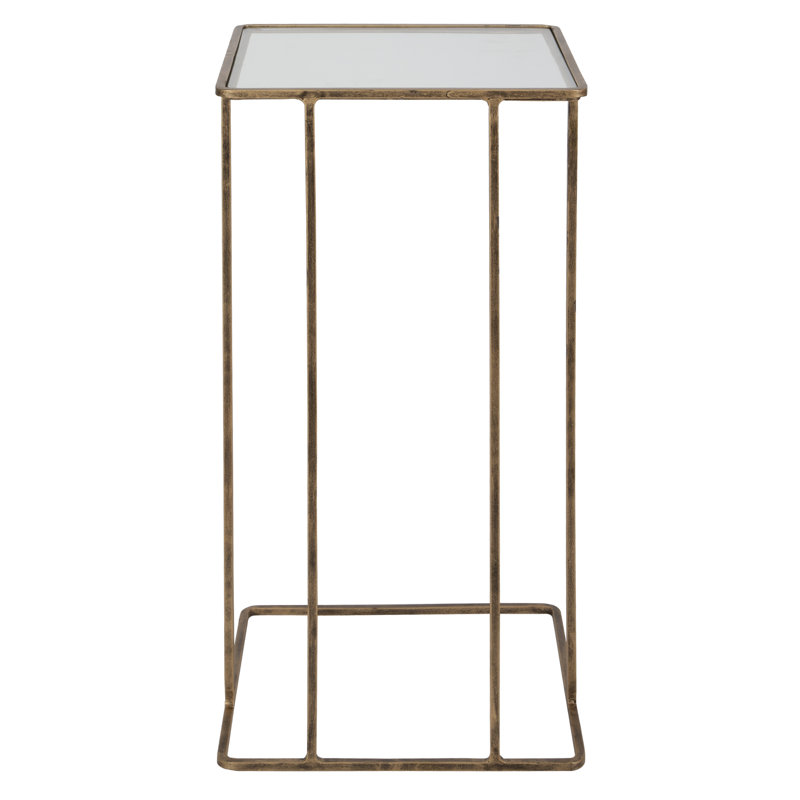 Margos Glass End Table, Antique Gold