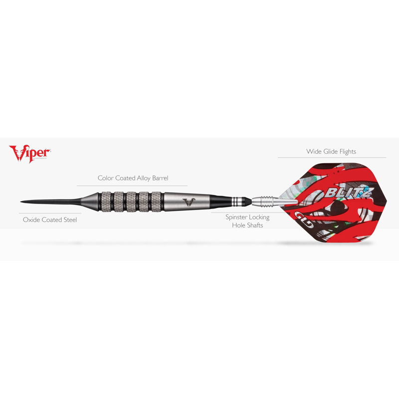 Viper Blitz 26 Gram 95 Percent Tungsten Steel Tip Darts with Storage Travel Case