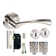 Golden Grace Astrid Design Modern Door Handles Lock Set in Dual Finish with 3 Lever Lock, 2 Keys and 1 Pair of 3" Butt Hinges