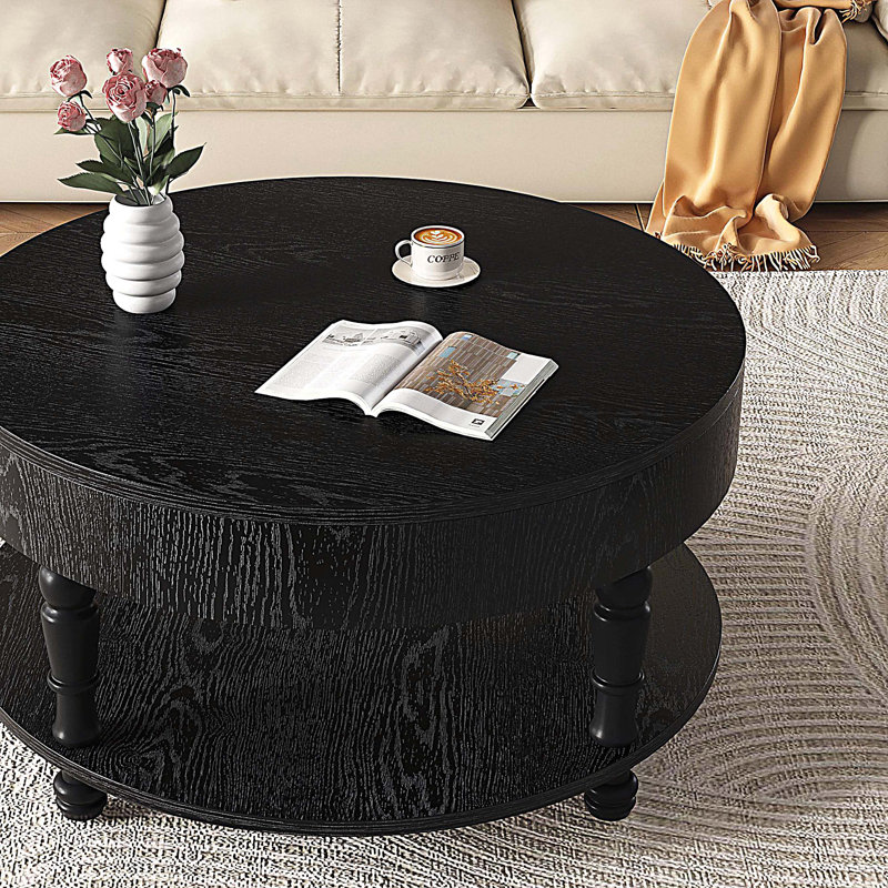 Table basse avec rangement double pour le salon, Noir