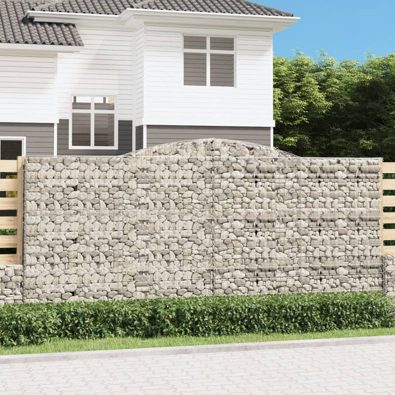Blasingim Silver Metal Arched Gabion Baskets, 200cm H x 400cm W x 50cm D