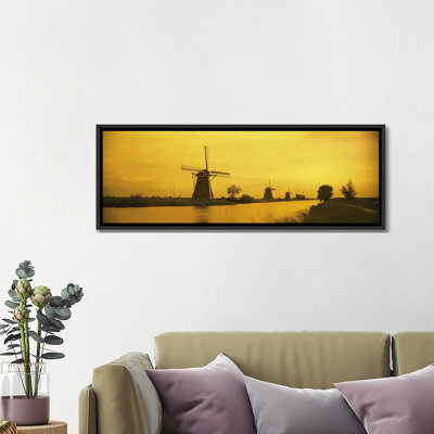 Reproduction de photo sur toile, "Panoramic Windmills", Pays-Bas