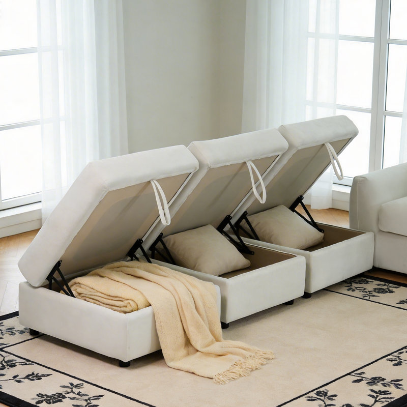 Canapé modulaire modulaire 113 po Modulo Nest - conception convertible 3-en-1, repose-pieds de rangement inclus, peu encombrant pour le salon