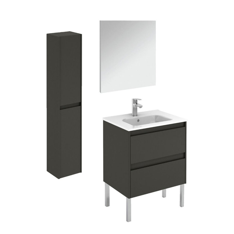 Ambra 23.8'' W Single Vanity, Glossy Anthracite