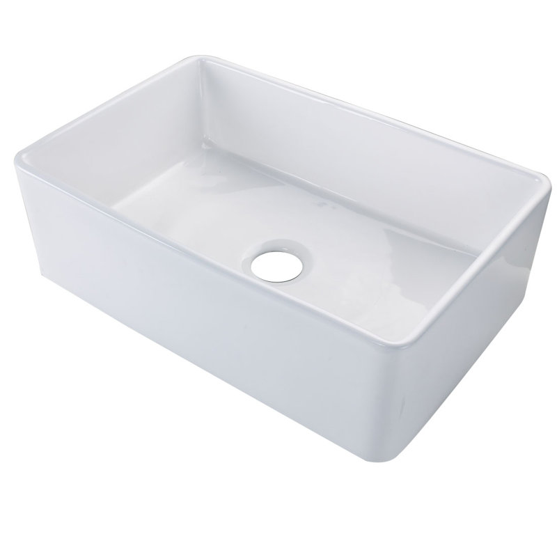 30'' L Single Bowl Fireclay Kitchen Sink, 32" L X 21" W