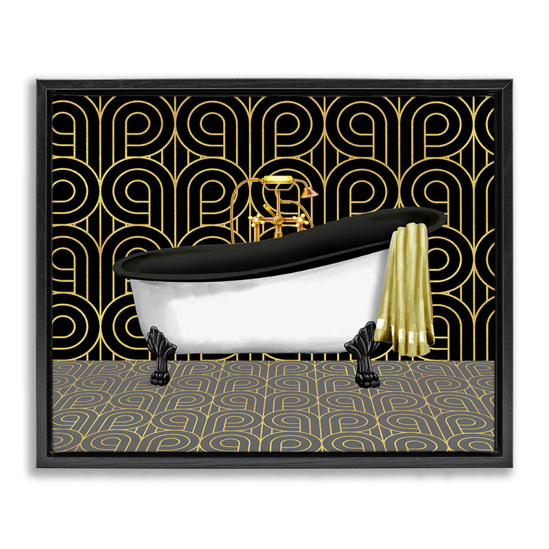 Salle de bain dans un cadre flottant de style déco, design par Conrad Knutsen, Cadre flottant noir de jais, H 17 po x l 21 po