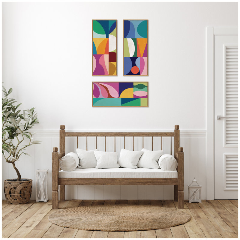 "Abstract Panels", ensemble de 3 toiles encadrées par Rachel Lee 3 Birdies Studio